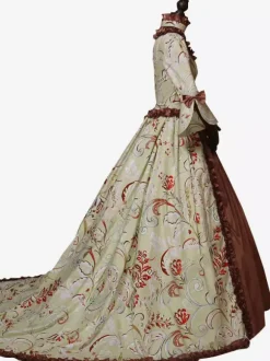 Costumes rétro marron clair volants robe en Polyester femmes rétro Marie Antoinette Costume tunique vêtements Vintage