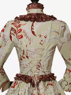 Costumes rétro marron clair volants robe en Polyester femmes rétro Marie Antoinette Costume tunique vêtements Vintage