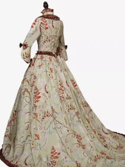 Costumes rétro marron clair volants robe en Polyester femmes rétro Marie Antoinette Costume tunique vêtements Vintage
