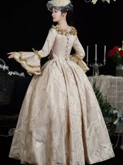 Costumes rétro marron clair Volants Polyester Couvre-chef Costume rétro Marie Antoinette pour femme Vêtements vintage