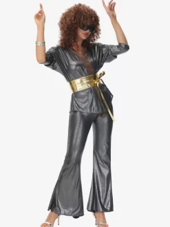 Costumes Rétro Noirs Femmes Ensemble Costume Vintage 1970s Déguisement