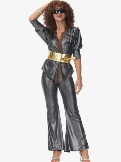 Costumes Rétro Noirs Femmes Ensemble Costume Vintage 1970s Déguisement