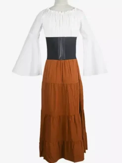 Costumes rétro noirs à lacets robe déguisement Marie Antoinette ensemble vintage femmes Bourgogne