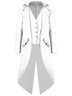 Costumes Rétro Opéra Homme Haut Bas Manteau Bouton Up Tuxedo Vintage Déguisements Halloween Bourgogne