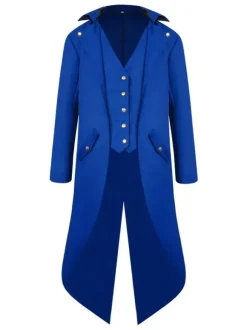 Costumes Rétro Opéra Homme Haut Bas Manteau Bouton Up Tuxedo Vintage Déguisements Halloween Bourgogne