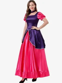 Costumes Rétro Rose Robe Élégante Femme Déguisement Vintage Manches Courtes