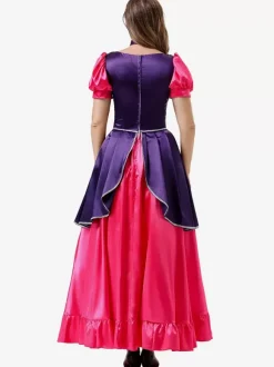 Costumes Rétro Rose Robe Élégante Femme Déguisement Vintage Manches Courtes