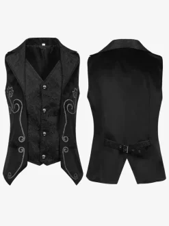 Costumes rétro sans manches en polyester vintage noir pour homme