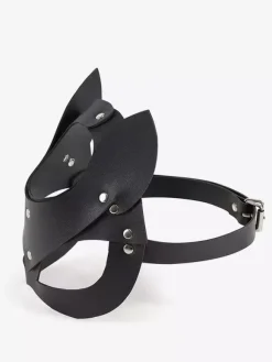 Costumes sexy accessoires de lingerie masque d'intérieur à lacets en cuir PU noir pour femmes