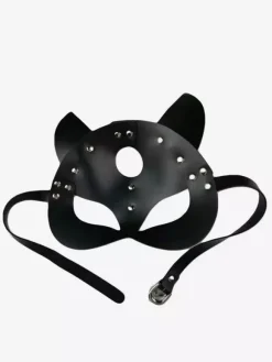 Costumes sexy accessoires de lingerie masque d'intérieur à lacets en cuir PU noir pour femmes