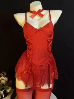 Costumes sexy de Noël Corsets séduisants Chaussettes hautes Ensembles de pantalons