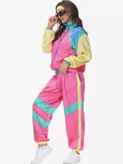 Costumes Vintage Rétro Roses Ensemble En Polyester Costume 1970s Ensemble Femme
