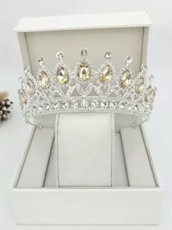 Couronnes et diadèmes pour femmes bijoux vintage en alliage cristal et pierres synthétiques