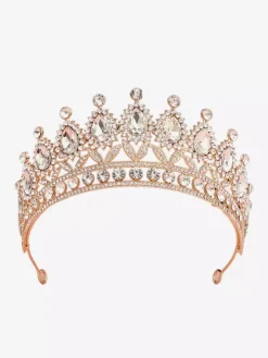 Couronnes et diadèmes pour femmes bijoux vintage en alliage cristal et pierres synthétiques