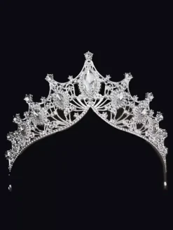 Couronne vintage dorée pour femme en alliage de cristal coiffe de reine et de princesse