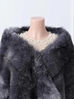 Couverture de mariée en fausse fourrure  enveloppe de mariage  noir et argent