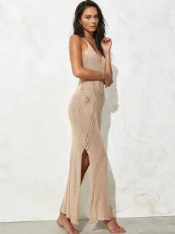 Couvre-Maillot pour femmes kaki Tricoté col en V sans manches dos nu été Sexy maillots de bain