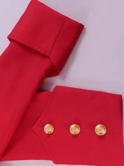 Cravate en polyester à manches longues et boutons vintage rouges vintage pour costumes rétro pour homme Bourgogne
