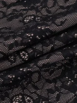 Crop top corset en dentelle noire pour femme - Chemisier bustier gothique à manches longues et décolleté c艙ur - Soirée printanière 2026