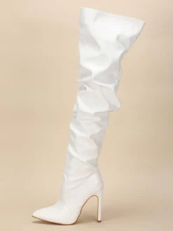 Cuissarde à Talons Hauts Femme avec Bout Pointu Verni Unicolore