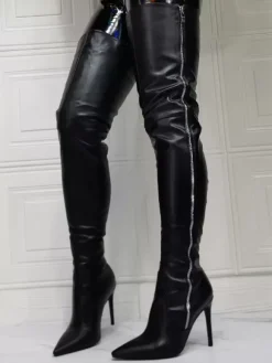 Cuissardes à Talons Hauts Femme avec Bout Pointu Unicolore