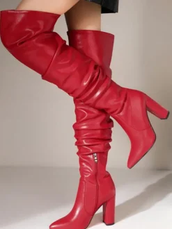 Cuissardes à Talons Hauts Femme avec Bout Pointu Unicolore
