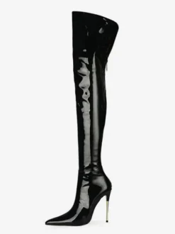 Cuissardes à talons hauts pour femmes en cuir verni Cuir brillant
