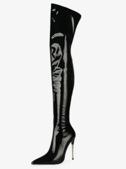 Cuissardes à talons hauts pour femmes en cuir verni Cuir brillant