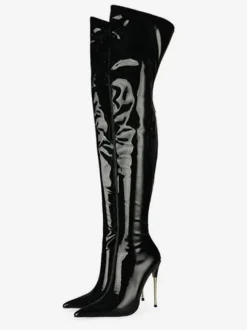 Cuissardes à talons hauts pour femmes en cuir verni Cuir brillant