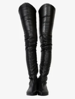 Cuissardes Bottes d'hiver pour femme à bout pointu et talon de chiot de couleur unie