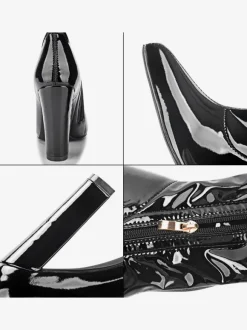 Cuissardes En Cuir À Talons Épais Pour Femmes Chaussures Sexy