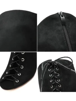 Cuissardes Femme Nubuck Lacets Peep Toe Talon Aiguille Cuissardes Cuissardes
