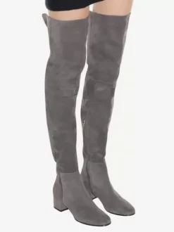 Cuissardes Femmes Bottes À Talons Épais Dessus En Micro-Daim