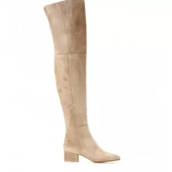 Cuissardes Femmes Bottes À Talons Épais Dessus En Micro-Daim