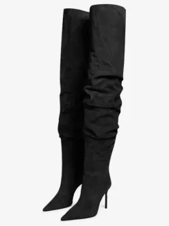 Cuissardes Femmes Bout Pointu Talon Aiguille Suède Cuir