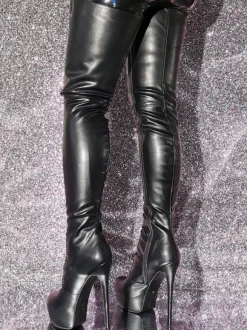 Cuissardes Femmes Talon Aiguille PU Cuir chaussures Bottes
