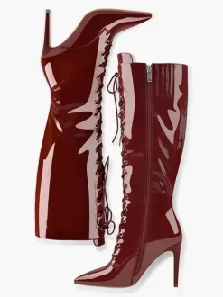 Cuissardes Hautes Au Genou À Lacet Femmes Bottes Hautes À Talons Aiguilles Chics Léopard