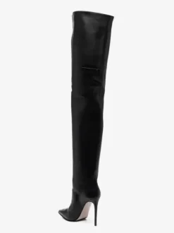 Cuissardes Noires À Bout Pointu À Talons Hauts Bottes Sexy Femme