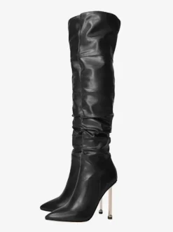 Cuissardes noires à talons hauts et bout pointu cuissardes souples