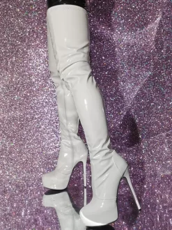 Cuissardes pour femmes bottes métalliques à bout rond et talon aiguille au-dessus du genou