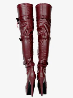 Cuissardes sexy pour femmes  plateforme noire  boucle en fausse fourrure  bottes à talons hauts au dessus du genou