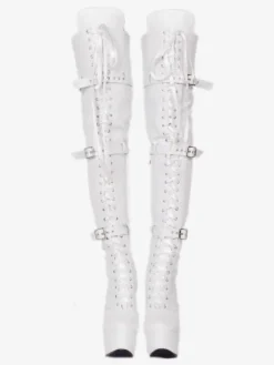Cuissardes sexy pour femmes  plateforme noire  boucle en fausse fourrure  bottes à talons hauts au dessus du genou