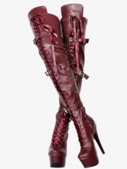 Cuissardes sexy pour femmes  plateforme noire  boucle en fausse fourrure  bottes à talons hauts au dessus du genou