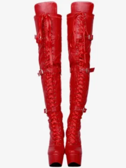Cuissardes sexy pour femmes  plateforme noire  boucle en fausse fourrure  bottes à talons hauts au dessus du genou