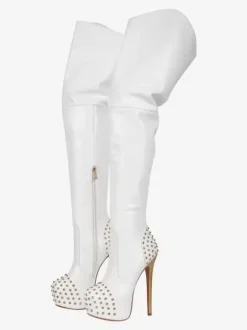 Cuissardes Bottes Sexy À Talons Hauts À Plateforme Rivet Chaussures Femme