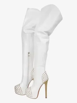 Cuissardes Bottes Sexy À Talons Hauts À Plateforme Rivet Chaussures Femme