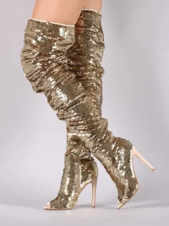 Cuissardes Brillantes à talons aigus unicolore