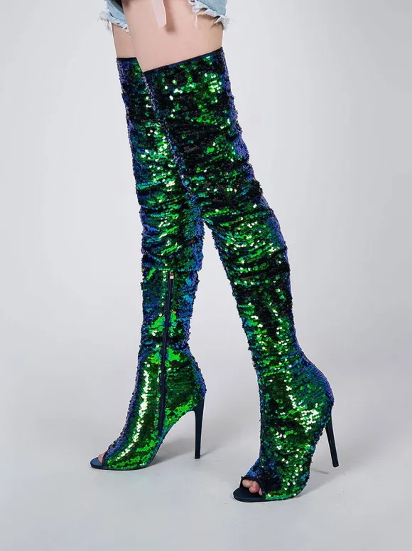Cuissardes Brillantes à talons aigus unicolore