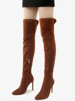 Cuissardes en daim bout pointu taille US 5-12.5 Stiletto sur les bottes au genou