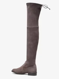 Cuissardes En Daim Femmes Bottes Plates Hautes Élastiques À Bout Rond